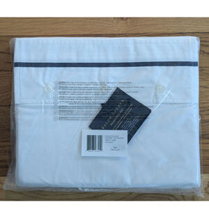 NWT Ralph Lauren Twin Flat Sheet White Organic Cotton Palmer Percale Navy Stripe